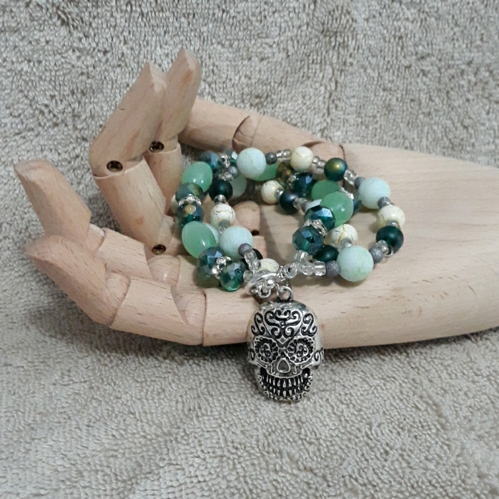 Green Envy Sugar Skull Bracelet